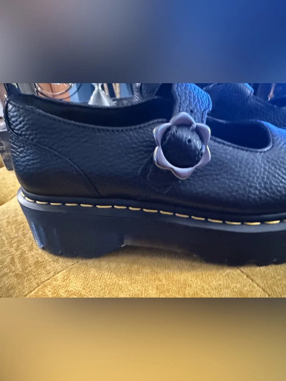Dr. Martens Addina FLWR Mary Jane Women's Flower Buckle Shoes, Size 11